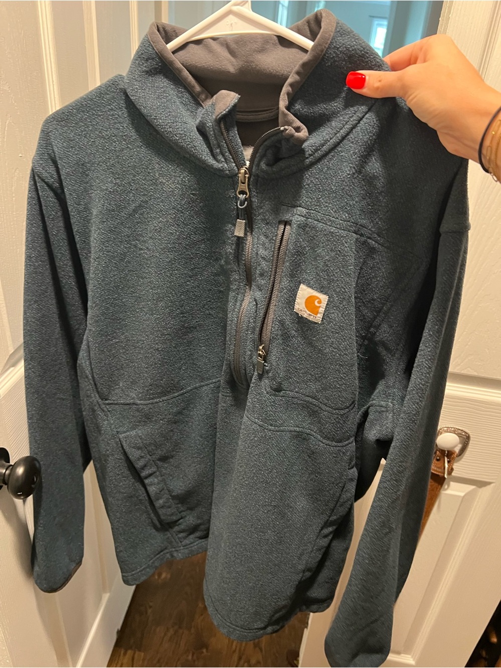 Carhartt Teal Zip-Up Fleece Jacket with Chest Pocket
